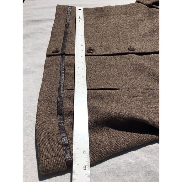 Vtg Wool Pendleton Brown HTF Suit Jacket Blazer Women’s 18 L Xl Leather Trim Mod - Picture 15 of 16